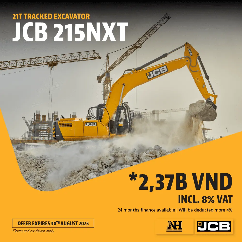 KHUYẾN MÃI 2025 – Máy xúc đào bánh xích JCB 215NXT